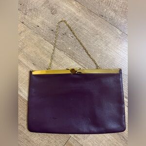 Vintage Etra Burgundy Leather Clutch with Gold Chain from 1950-1969s